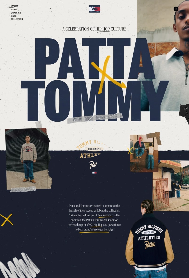 The Patta x Tommy website selling gender-inclusive streetwear