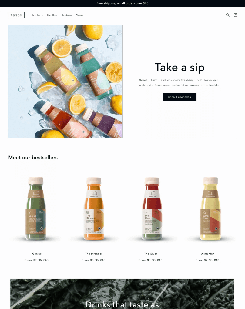 Preview of Taste, a theme with bold branding and imagery, ideal for the food industry