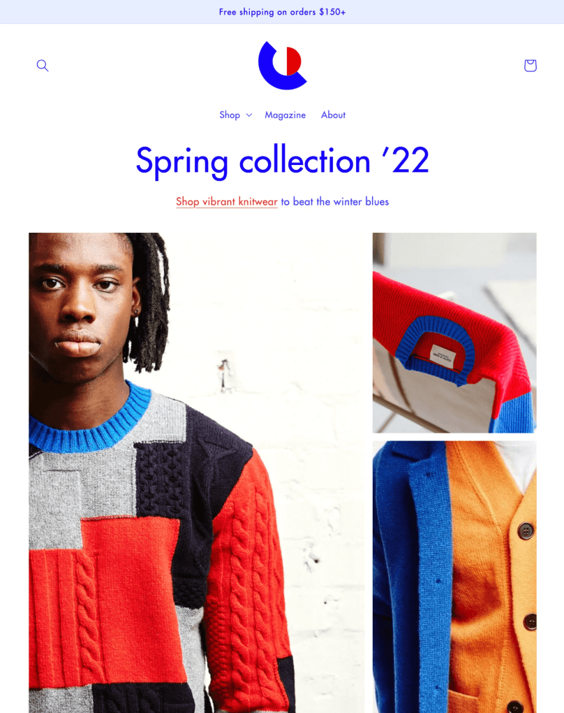 Preview of Colorblock, a vibrant theme ideal for the fashion industry